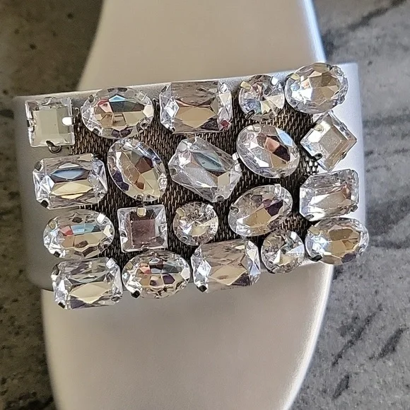 WORTHINGTON Slide Sandals w/Large RHINESTONES Silver size 11M NWT - Picture 2 of 7